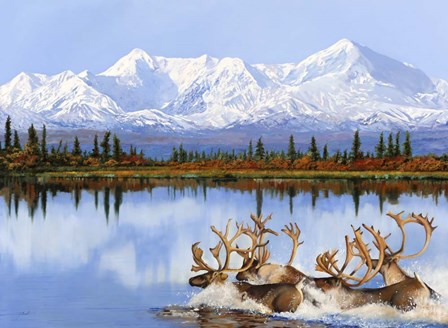 Mount Denili E I Caribou by Guido Borelli art print