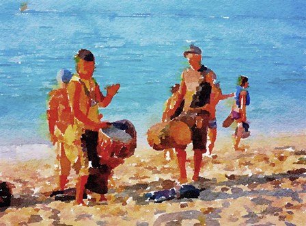 Beach Drummers by Pamela A. Johnson art print