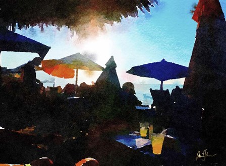 Sunset Umbrellas by Pamela A. Johnson art print