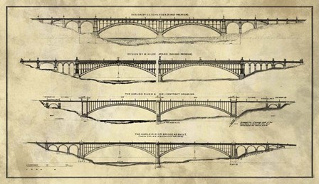 George Washington Bridge Proposal Plans Industrial Farmhouse by Tina Lavoie art print