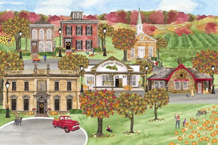 Harvest Village landscape by Tara Reed art print