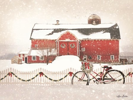 Christmas Barn and Bike by Lori Deiter art print