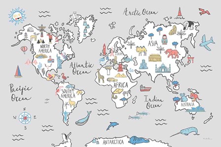 World Map Pastel by Farida Zaman art print