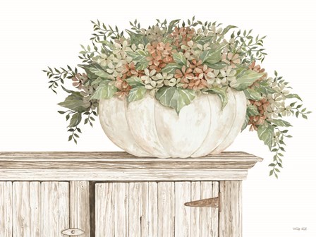 Fall Floral Pumpkin (white) by Cindy Jacobs art print