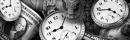 Clocks And Dollar Bills by Panoramic Images art print