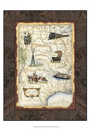 Midwest States Map by Vision Studio art print