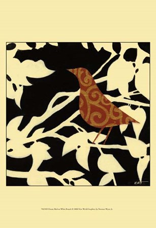 Ornate Bird on White  Branch by Norman Wyatt Jr. art print