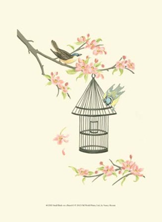 Small Birds on a Branch I by Nancy Slocum art print
