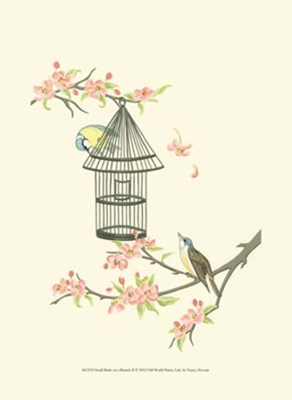 Small Birds on a Branch II by Nancy Slocum art print