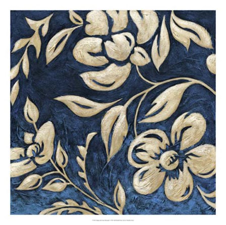 Indigo and Cream Brocade I by Chariklia Zarris art print