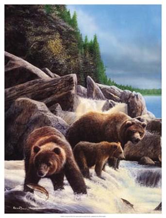 Grizzlies by Falls by Kevin Daniel art print