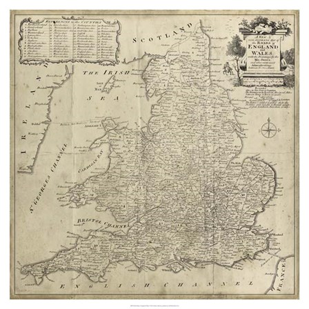 Road Map of England &amp; Wales art print