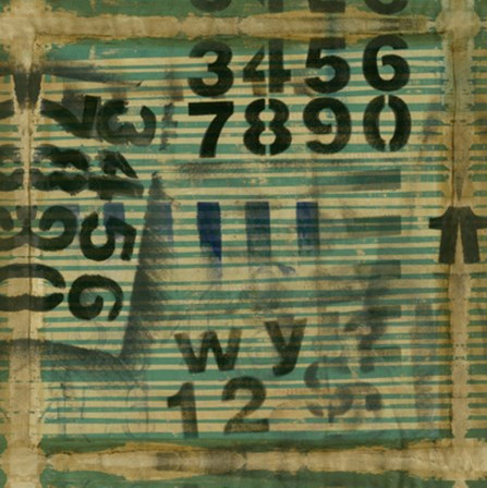 Layered Teal Numbers by Jennifer Goldberger art print
