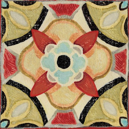 Bohemian Rooster Tile Square IV by Daphne Brissonnet art print