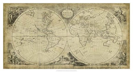 Non-Embellished World Discoveries Map by T Jeffreys art print