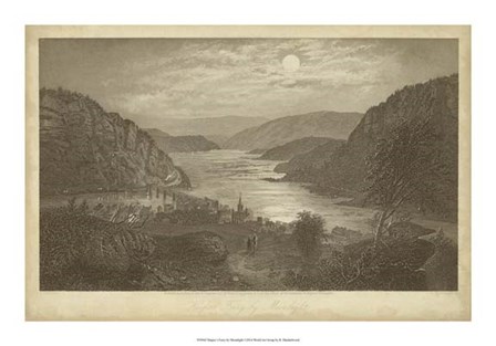 Harper&#39;s Ferry by Moonlight by R. Hinshelwood art print