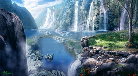 Waterfall Paradise by Anthony Christou art print