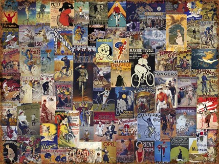 World Bicycle Tour Collage by Art Licensing Studio art print