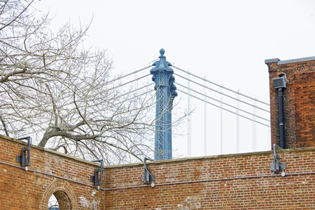Manhattan Bridge and Brick Wall by Erin Clark art print