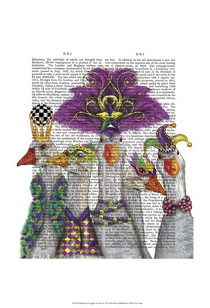 Mardi Gras Gaggle of Geese by Fab Funky art print