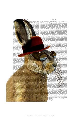 Steampunk Hare with Bowler Hat by Fab Funky art print