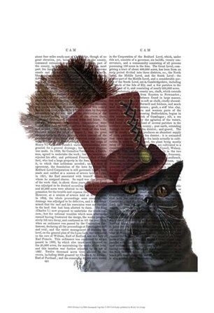 Grey Cat With Steampunk Top Hat by Fab Funky art print