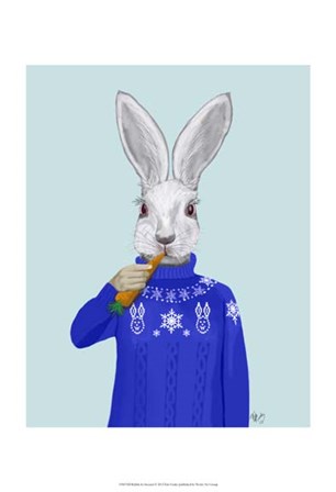 Rabbit In Sweater by Fab Funky art print