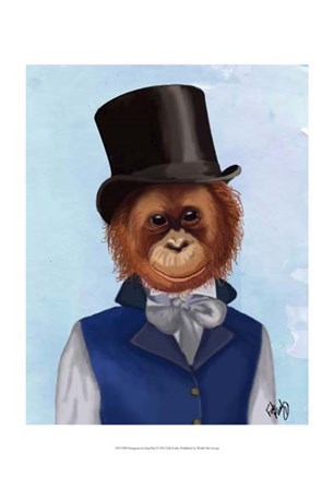 Orangutan in Top Hat by Fab Funky art print