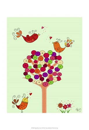 Orange Button Tree by Fab Funky art print