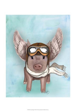 Aviator Piggy II by Fab Funky art print