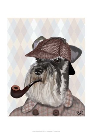 Schnauzer Sherlock by Fab Funky art print