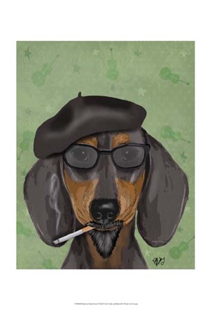 Hipster Dachshund by Fab Funky art print