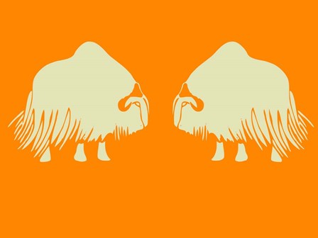 Two White Oxes by Naxart art print