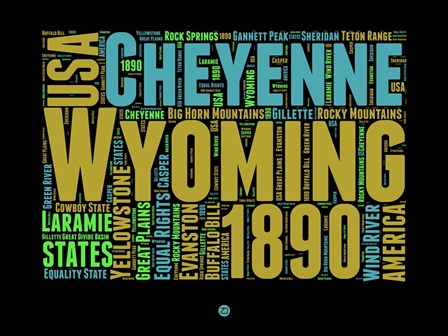 Wyoming Word Cloud 1 by Naxart art print