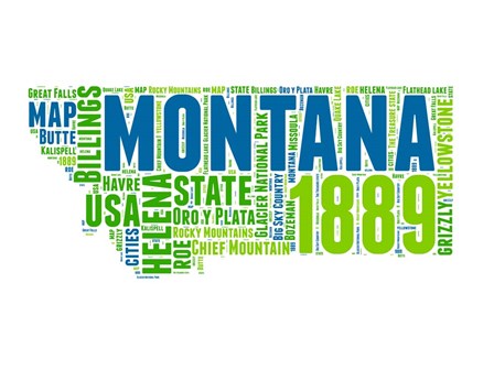 Montana Word Cloud Map by Naxart art print