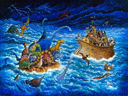 Noah And The Dinosaurs by Bill Bell art print