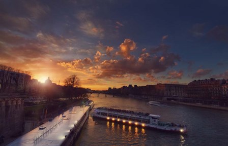Bateaux Mouches Sunset by Sebastien Lory art print