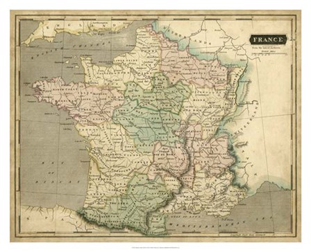 Thomson&#39;s Map of France by John Thomson art print