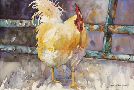 Rooster Fence by Annelein Beukenkamp art print