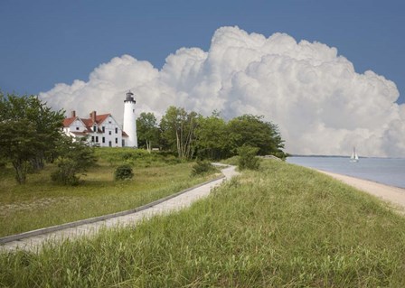 Pointoquois Lighthouse, Bay Mills, Michigan 08 by Monte Nagler art print