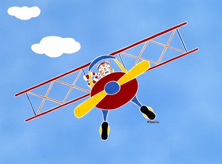 Cat In A Bi-Plane by Shelly Rasche art print