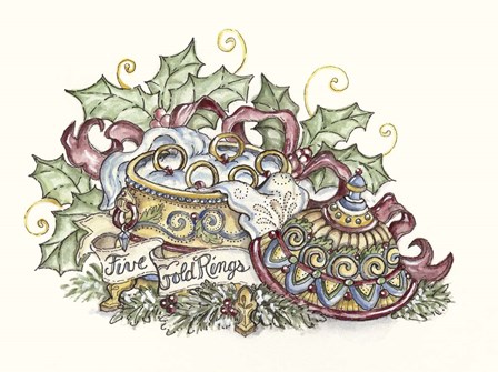 Five Gold Rings by Shelly Rasche art print