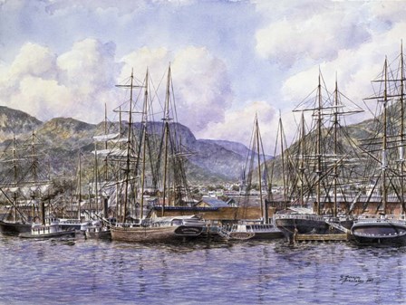 Honolulu Harbor, c.1898 by Stanton Manolakas art print