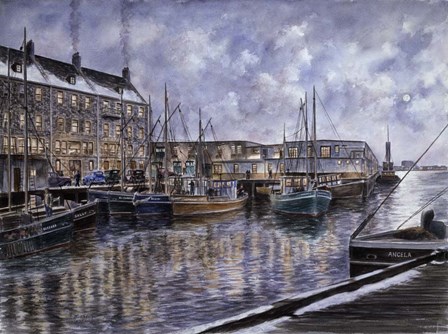 Boston,  The Commercial Wharf by Stanton Manolakas art print