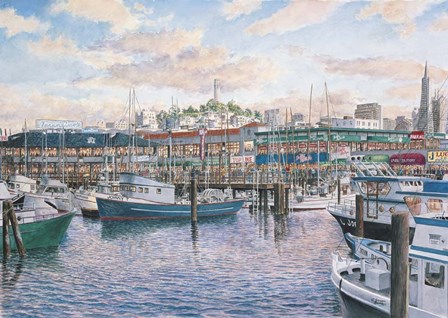 Fisherman's Wharf Sunset by Stanton Manolakas art print