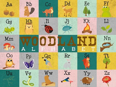 Woodland Alphabet (horizontal) by Josefina art print