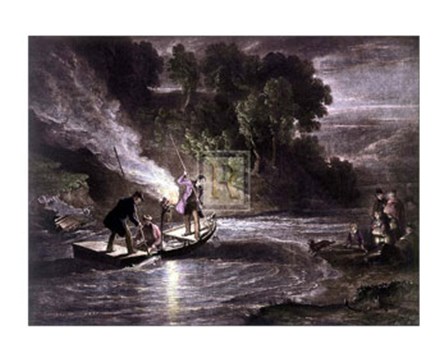 Salmon Spearing By Touchlight by William Simson art print