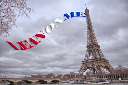 Lean On Me  Flag with Eiffel Tower by Cora Niele art print