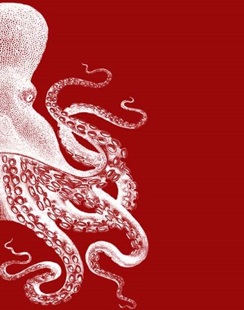 Octopus Red and White b by Fab Funky art print