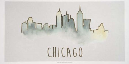 Goldleaf City Silhouette II - Metallic Foil by Grace Popp art print